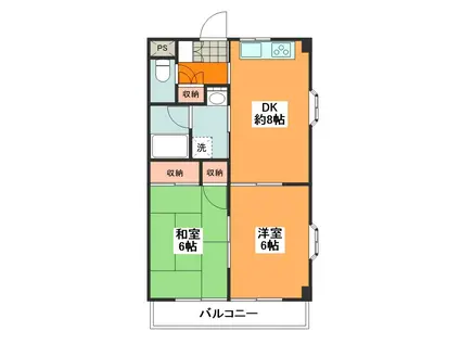 CHITOSE(2DK/2階)の間取り写真