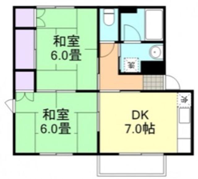 コーポタケウチ(2DK/1階)の間取り写真
