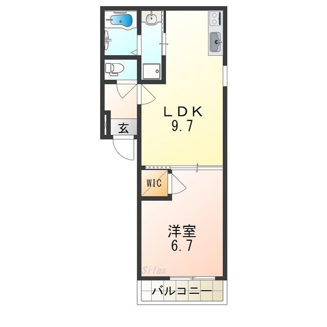 フジパレス弥刀駅東(1LDK/2階)の間取り写真