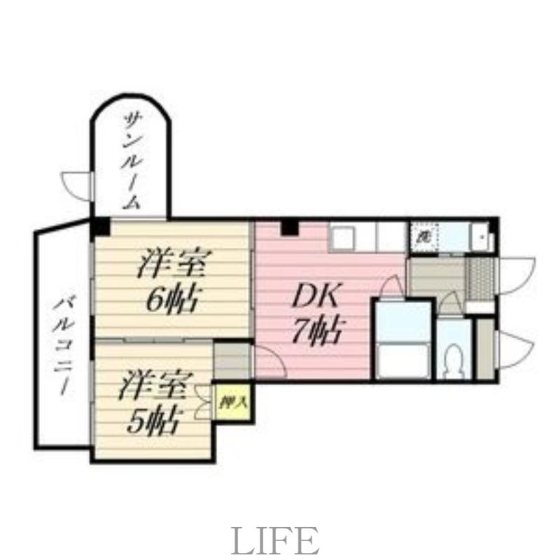 美園12条ハイツ(2DK/3階)の間取り写真