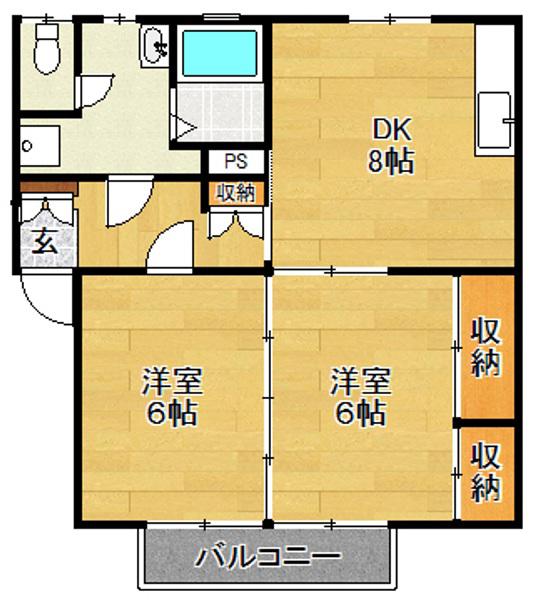 蓼池マンションルビィ(2DK/2階)の間取り写真