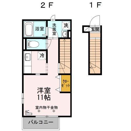 京成本線 京成関屋駅 徒歩4分 2階建 築12年(ワンルーム/2階)の間取り写真