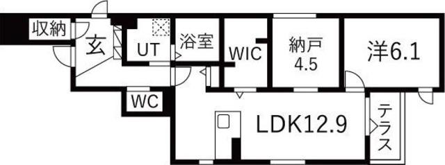 FORESTA御所東(1LDK/2階)の間取り写真