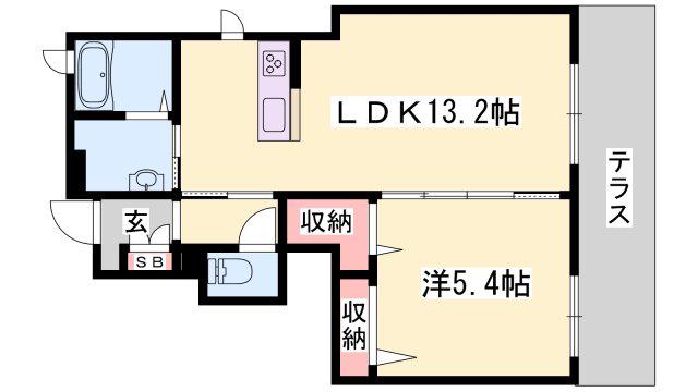 メゾン・ラ・ソルピア(1LDK/1階)の間取り写真