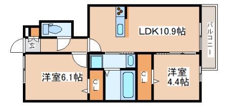 オルテンシア(2LDK/1階)の間取り写真