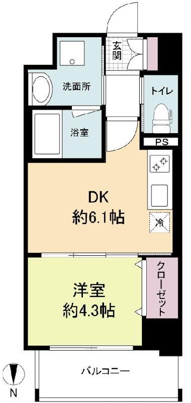 RIDGEガーデン江坂II(1DK/7階)の間取り写真