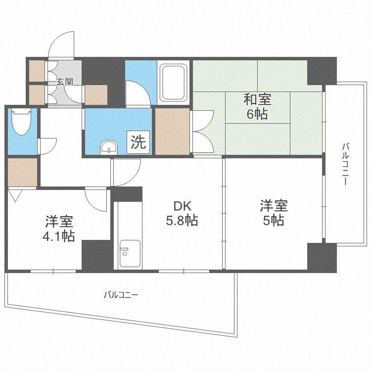 第一玉造(3DK/5階)の間取り写真