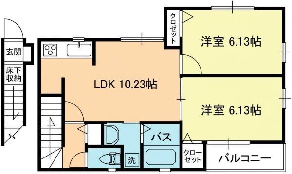 ピースヴィレッジ(2LDK/2階)の間取り写真