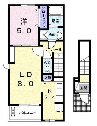 VERDE昇和(1LDK/2階)の間取り写真