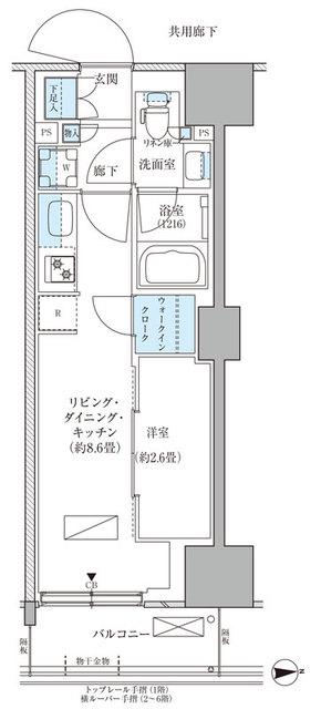 パークアクシス品川天王洲アイル(1LDK/6階)の間取り写真
