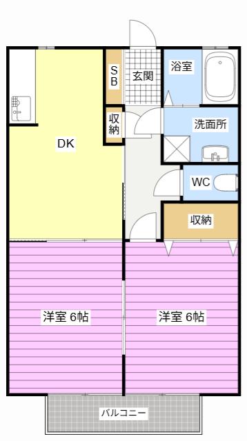 ディオン早出III(2DK/2階)の間取り写真