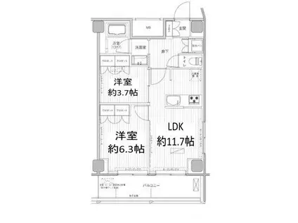 ヒューリック浅草橋江戸通(2LDK/11階)の間取り写真