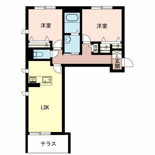 イースト(2LDK/1階)の間取り写真
