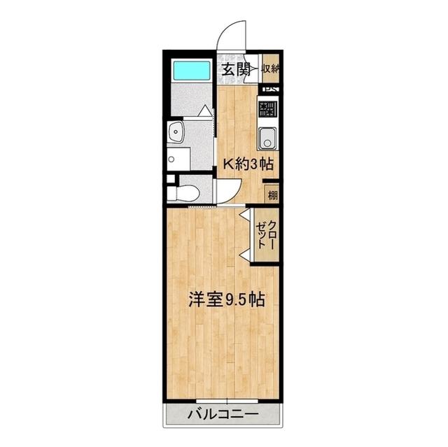 クレール水戸(1K/4階)の間取り写真