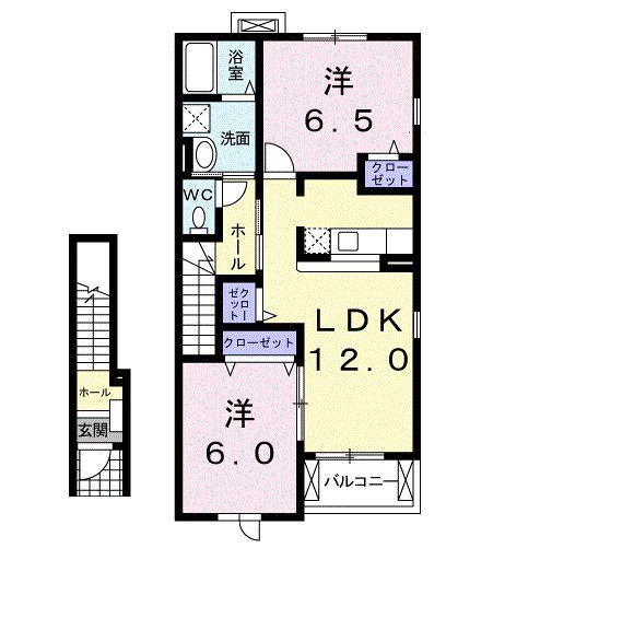 プリエールC(2LDK/2階)の間取り写真
