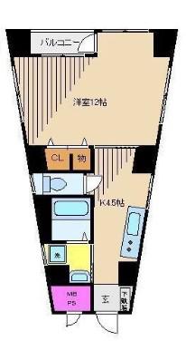 佐藤ビル(1K/2階)の間取り写真