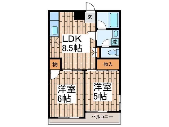 朝日西五反田マンション(2LDK/11階)の間取り写真
