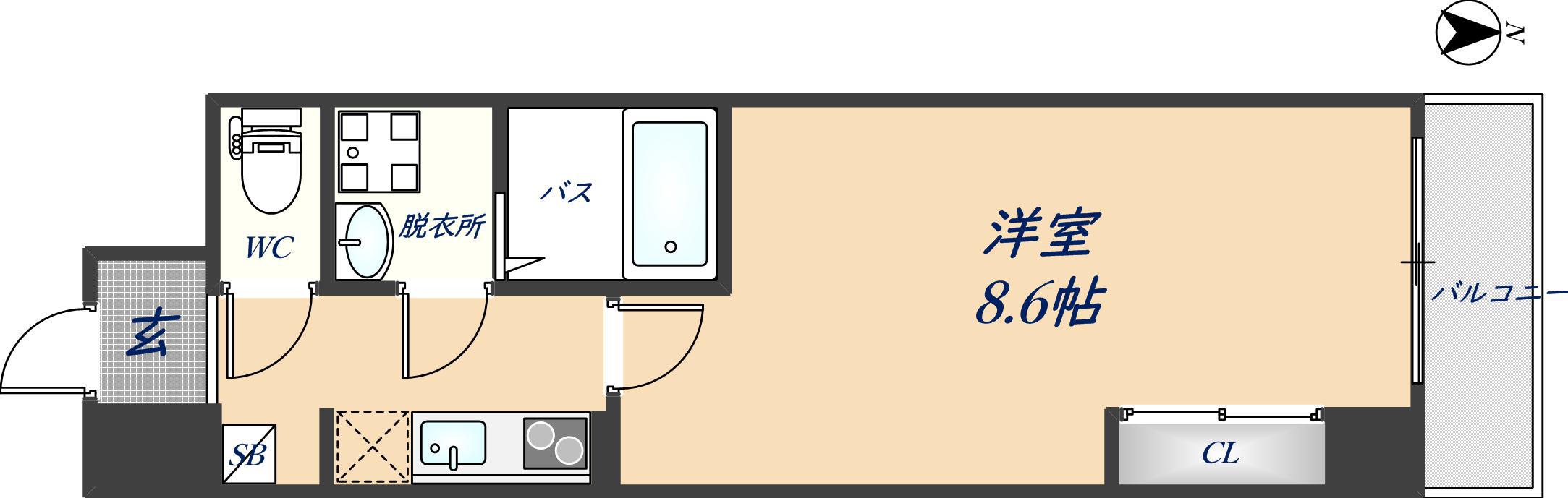 ルミエール久宝寺I(1K/6階)の間取り写真