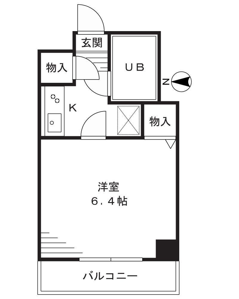 イースト溝の口(1K/2階)の間取り写真