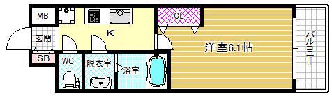 ララプレイス梅田西イルミナーレ(1K/5階)の間取り写真