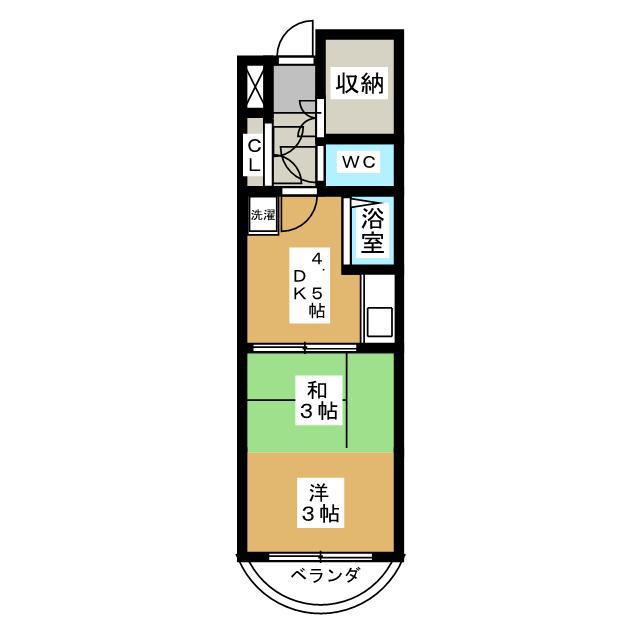 サンシャインビル(1DK/1階)の間取り写真