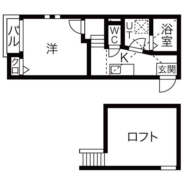 CHATON高畑(1SK/1階)の間取り写真