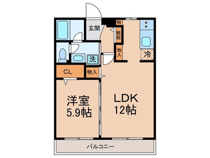 メトロステージ小日向(1LDK/2階)の間取り写真