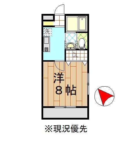 ハックベリーF棟(1K/2階)の間取り写真