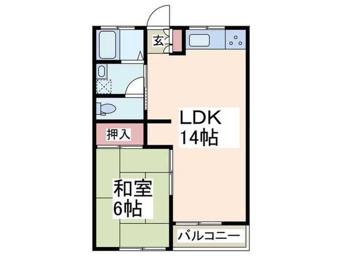 第3もえぎ野ハイツ(1LDK/2階)の間取り写真
