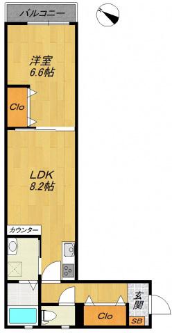 フィオーレ南行徳(1LDK/2階)の間取り写真