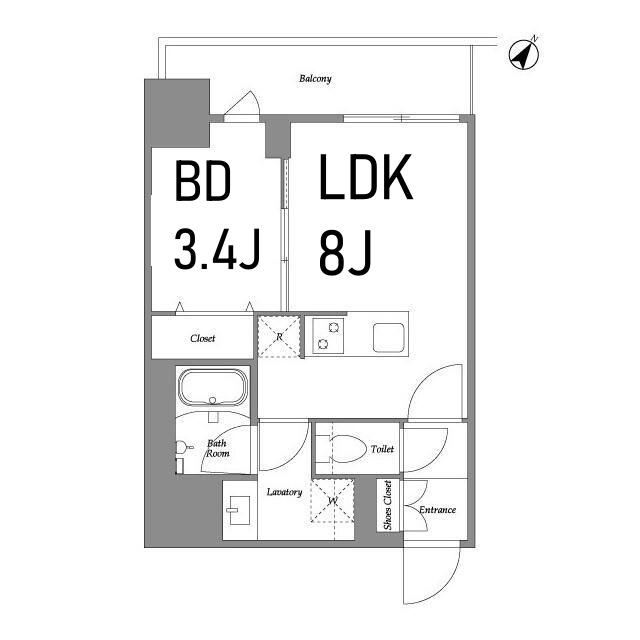 オープンブルーム伊勢佐木町(1LDK/7階)の間取り写真