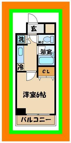 スパシエルクス府中(1K/6階)の間取り写真