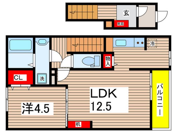フォートルミエール(1LDK/2階)の間取り写真