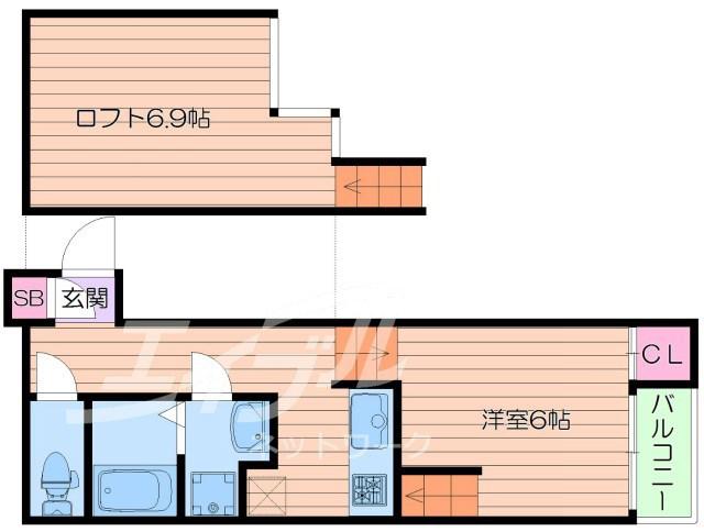 STAGE今市(1K/1階)の間取り写真
