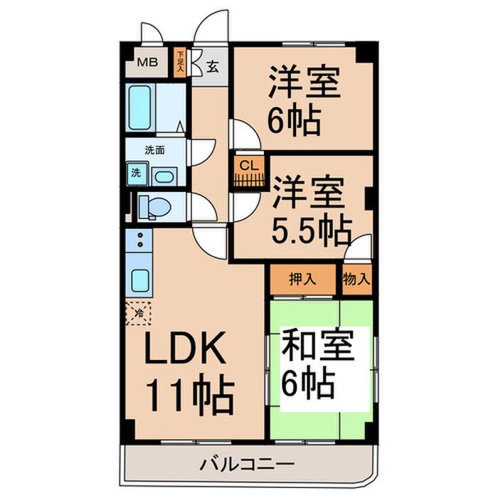 ファミール寿(3LDK/3階)の間取り写真