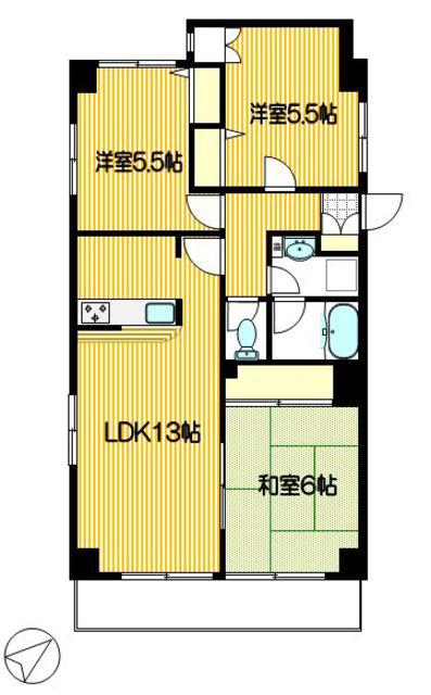 クリフパレス(3LDK/5階)の間取り写真