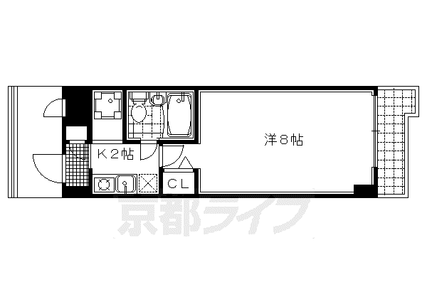 パラドール西院PART-I(1K/2階)の間取り写真