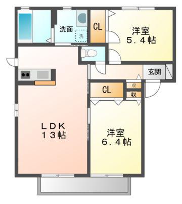 シャーメゾン鈴蘭台東町(2LDK/2階)の間取り写真