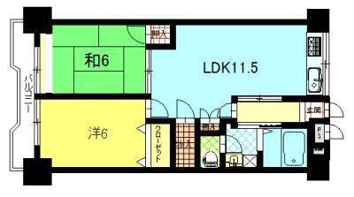 ラフェスタ秋田中通(2LDK/4階)の間取り写真