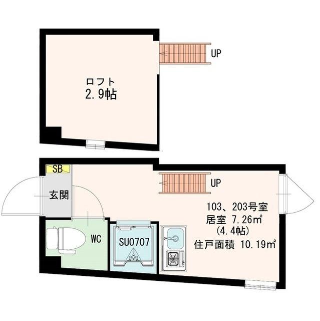 アジュール目黒(ワンルーム/2階)の間取り写真