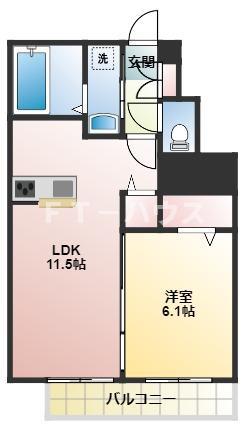 プライム・パルス(1LDK/1階)の間取り写真