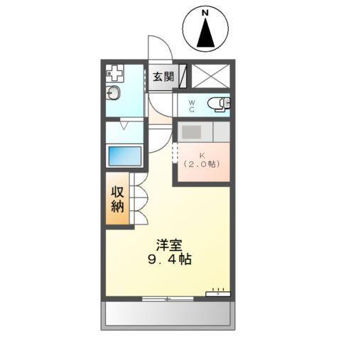 クローバーハウスD棟(1K/2階)の間取り写真