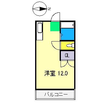 クラウン朝倉(ワンルーム/4階)の間取り写真