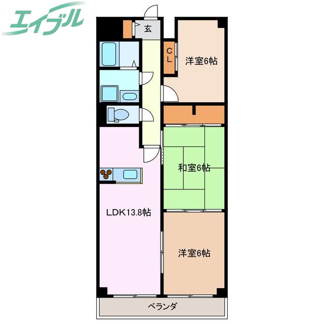 アーバンコア九の城(3LDK/5階)の間取り写真