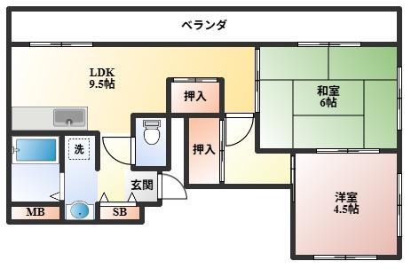 パークサイドヴィラ(2LDK/1階)の間取り写真