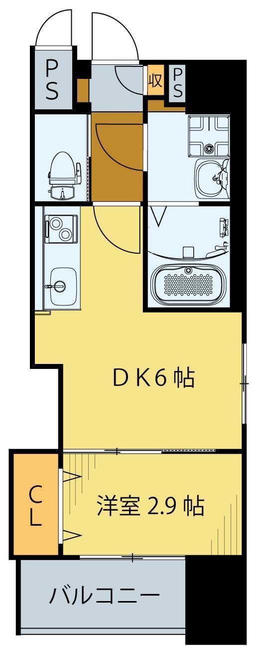 シェルグランデ原町(1DK/13階)の間取り写真