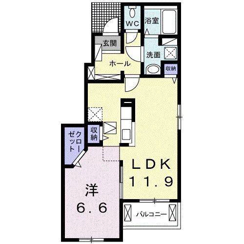 ランドマーク・T(1LDK/1階)の間取り写真