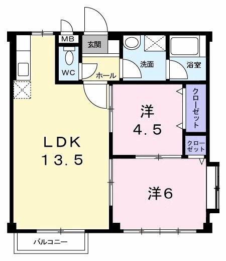 サンロード奥(2LDK/2階)の間取り写真