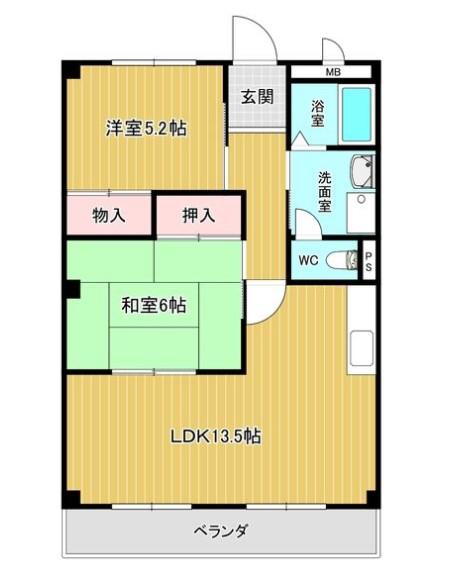 ハートフル脇(2LDK/3階)の間取り写真