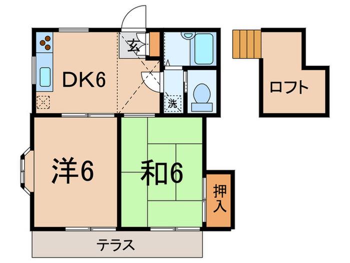 カームハイツ(2DK/2階)の間取り写真